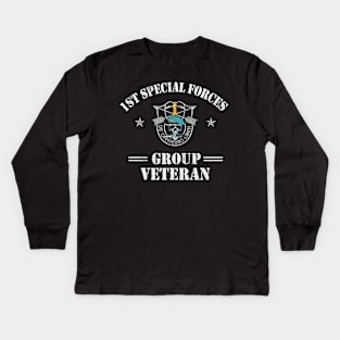 Proud US Army 1st Special Forces Group Veteran "De Oppresso Liber" SFG - Gift for Veterans Day 4th of July or Patriotic Memorial Day Kids Long Sleeve T-Shirt